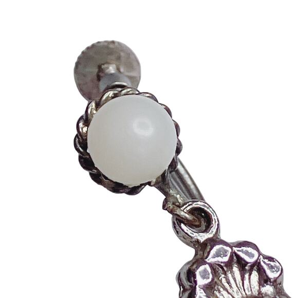 Vintage 1930s Czechoslovakia Art Deco Silver Tone Chandelier Screw Back Earrings - Picture 3 of 12